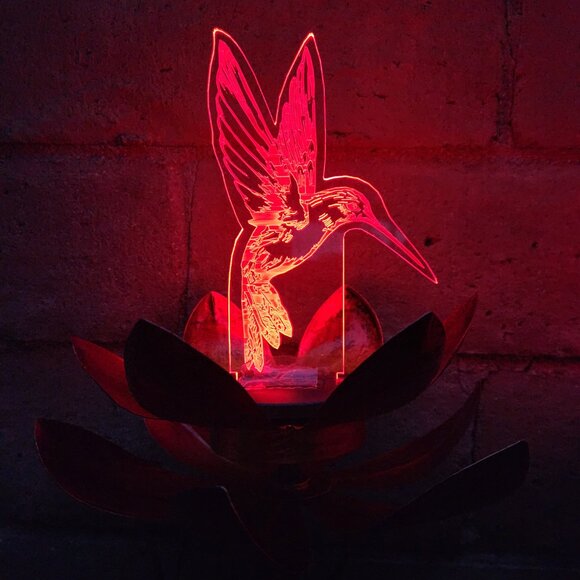 Solar Optical Hummingbird Double Spinner Garden Stake, Yard Art - Picture 6 of 7